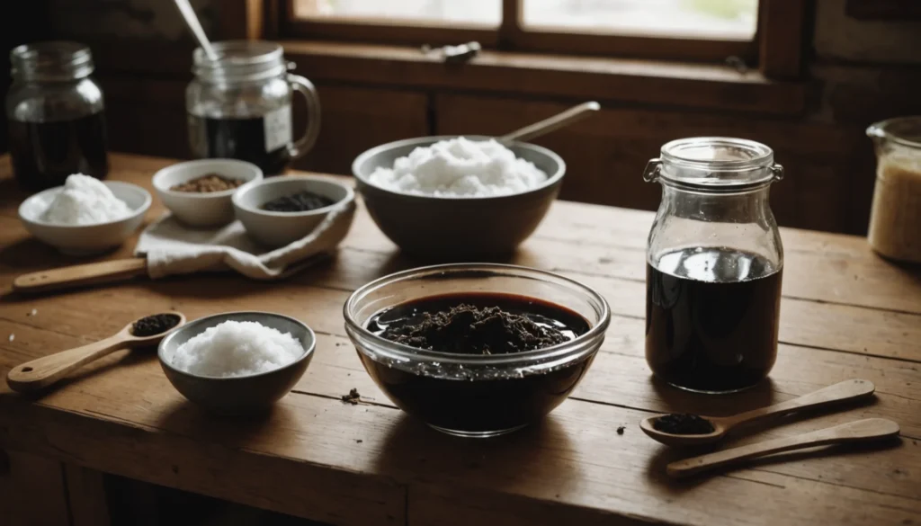 savon noir et bicarbonate